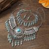 Tibetan Ethnic Tassel Jewelry Set: Necklace, Earrings, Bracelet & Sweater Chain