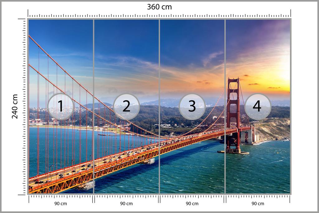 Photomural Golden Gate Bridge In San Francisco Structural Vinyl 360x240