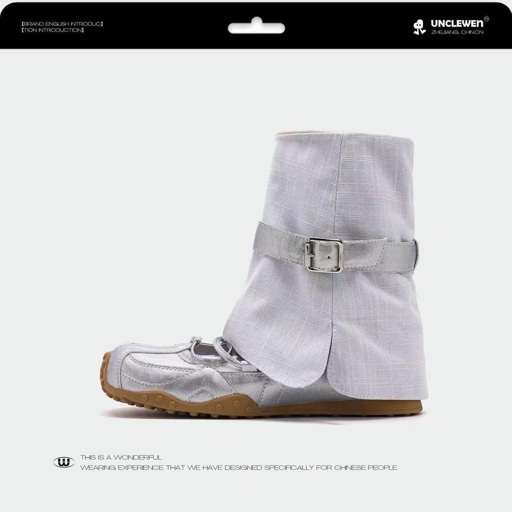 Туфли Мэри Джейн на шнуровке с рукавами женские 2025 лето новая мода универсальные супер крутые спортивные повседневные плюшевые короткие ботинки