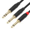 3D 6.35mm Male To Dual 6.35mm Y-Type Audio Mixer Cable, Large Three-Core Splitter