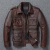 Genuine Leather Men's Retro Old-Fashioned Motorcycle Jacket Pure Head Layer Cowhide Slim-Fit Lapel Coat Casual Trend
