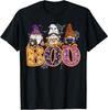 Funny Boo Witch Sipders Pumpkins Happy Halloween Gnome T-Shirt