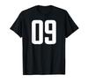 Number 9 Printed In White On Both Sides. T-shirt