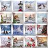 45x45cm Winter Festive Party Decor Pillowcase Sofa Animal Snowman Print Cushion Cover