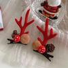 1 Pair Kids Reindeer Antler Hair Clips Soft Plush Christmas Hairpin for Baby Girl Toddler Cute Photo Prop Party Hair Accessory