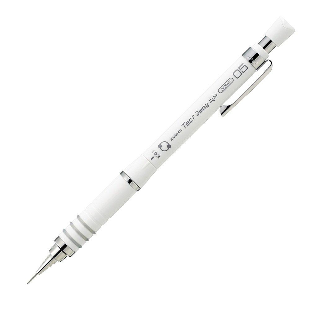 Zebra Tect Two Way Light Mechanical Pencil, 0.5mm, White, 10-Piece Set, B-MA42-W