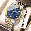 2025 New Men Watches Gorgeous Blue Gold 41mm Classic Clock Stainless Steel Diving Series Waterdrop Calendar Quartz Watch for Men