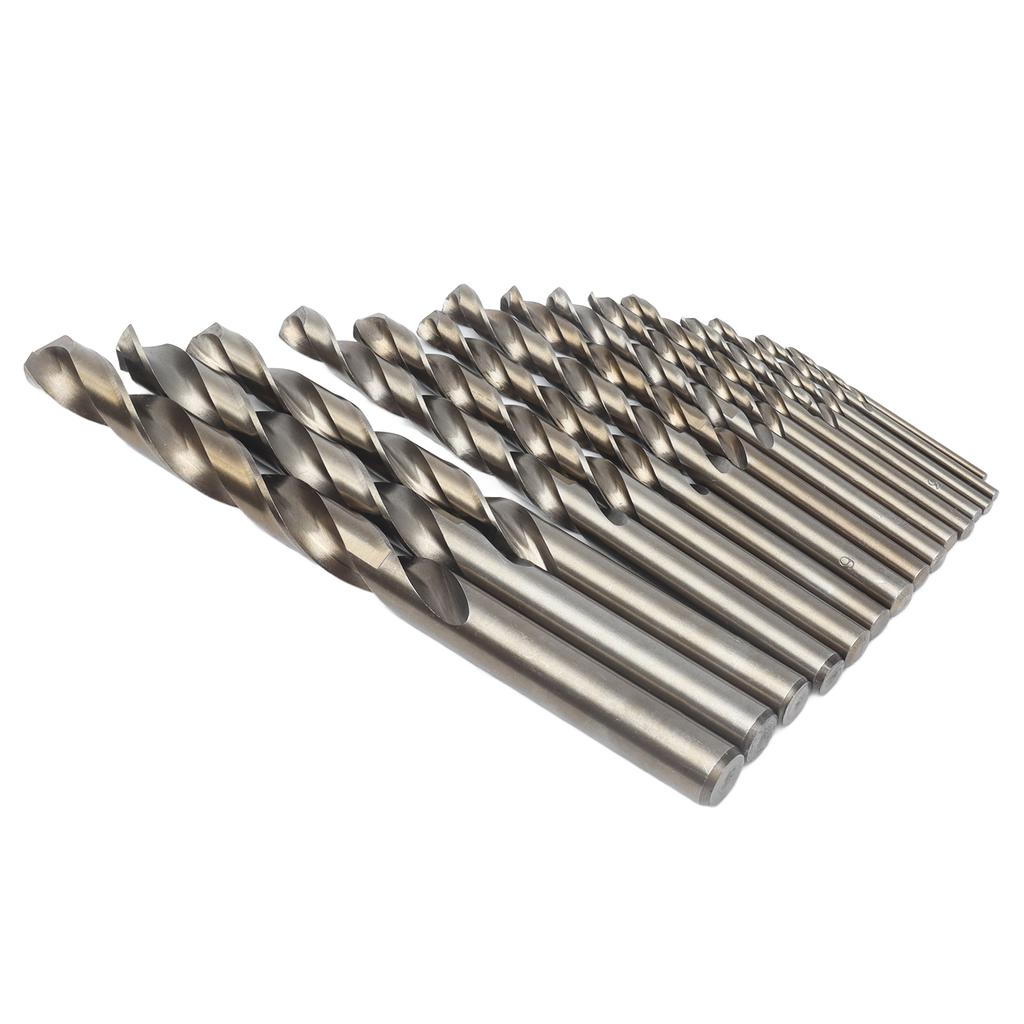 15Pcs Twist Drill Bit 135 Degrees Oxidized Gold Cobalt Drills Bits Set for Cutting Hard Metals
