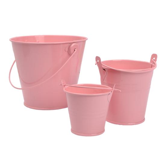 3Pcs Miniature Tin Bucket 1/12 Scale Hanging Small Bucket Multi-purpose Metal Bucket with Handle Dollhouse Accessories