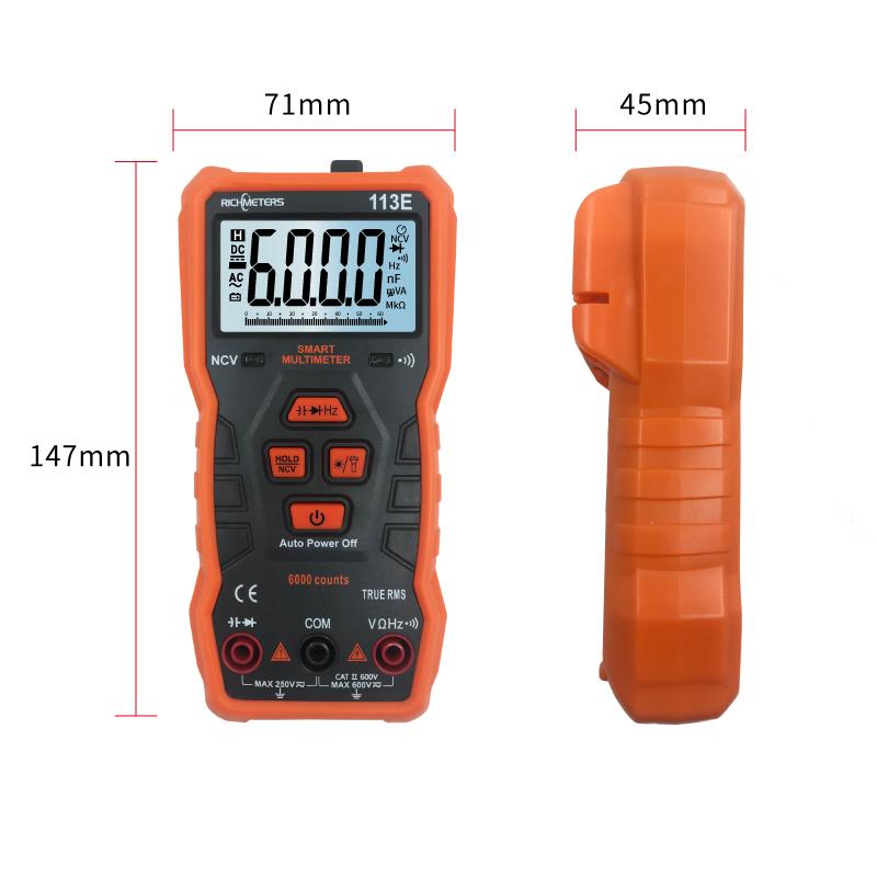 NCV Digital Multimeter 6000 Counts Auto Ranging AC/DC Voltage Meter Flash Light Back Light Large