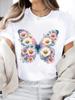 (Asian Size) Watercolor Flower Trend 90s Print Short Sleeve T-shirts Fashion O-neck Female Casual Women's Top T Clothing  Graphic Tee