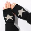 Fashion Knitted Winter Gloves Ins Korean Women Half Finger Warm Woolen Gloves Pentagram Star Fingerless Hand Warmer Mitten