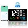 Smart Wifi Digital Wall Clock Temperature Humidity Display 4-Level Brightness Desk Table Electronic LED Alarm Clock Home Decor