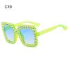 Crystal Oversized Sunglasses for Women Rhinestone Square Diamond Sun Glasses Retro Big Frame Sparkling Glasses