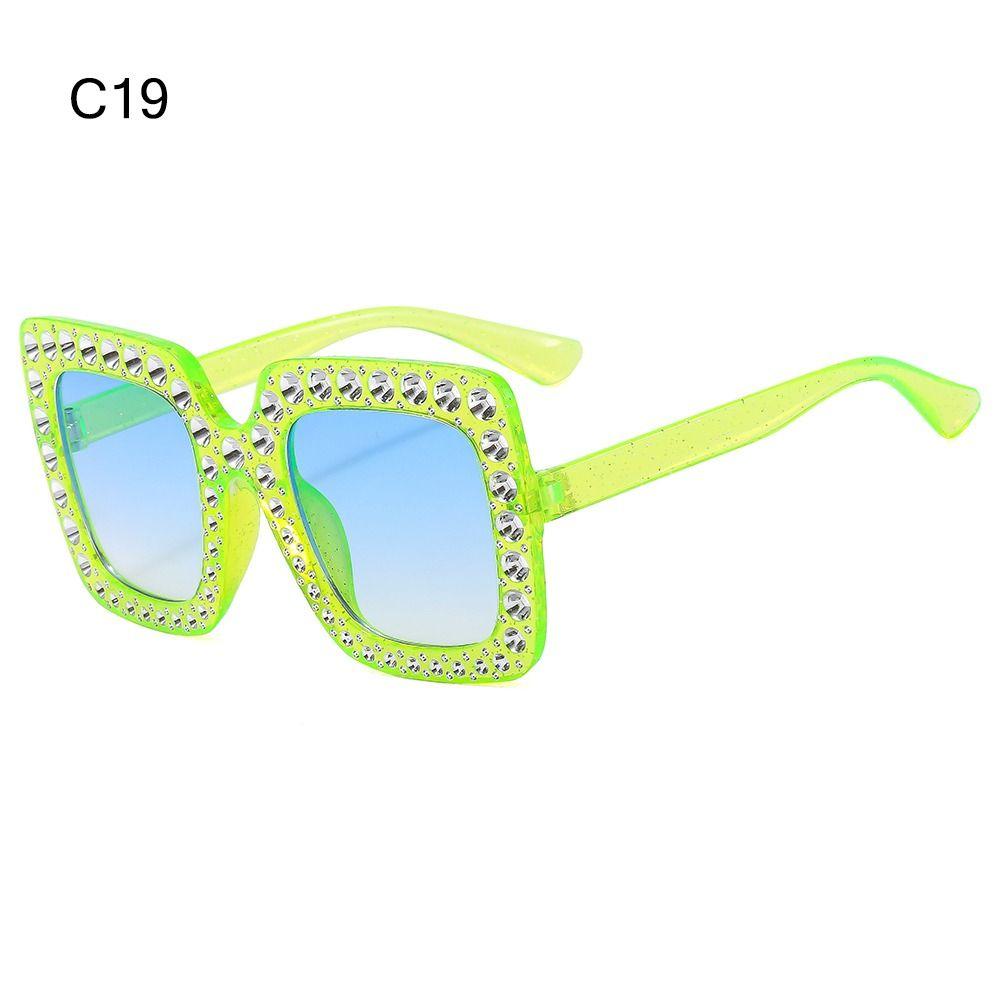 Crystal Oversized Sunglasses for Women Rhinestone Square Diamond Sun Glasses Retro Big Frame Sparkling Glasses