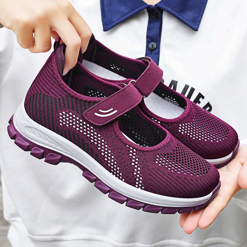 Shoes Women's Single Shoes 2025 Summer New Middle-aged and Elderly Mother Shoes Velcro Soft Sole Breathable Casual Foreign Trade Women's Shoes