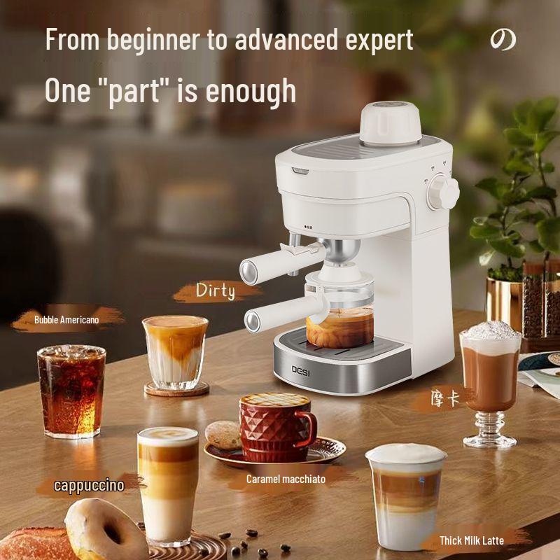 Compact American Semi-Automatic Espresso Machine with Steam Milk Frother for Dorms