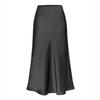 Elegant Temperament, High-quality Acetate Satin Elastic High-waist Split Mid-length Skirt