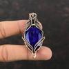 Ограненный Синий Сапфир Подвеска Медная Проволока Обернутая Подвеска Ювелирные Изделия Из Драгоценных Камней Медные Ювелирные Изделия Ручной Работы Уникальный Подвеска Проволочная Обертка Ювелирные Изделия Для Подарка