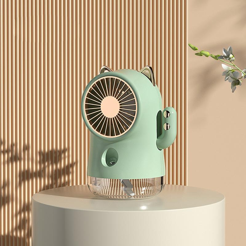 Misting Desk Fan Fortune Cat Shape Multifunction Nano Spray 3 Speeds Small Cooling Misting Fan for