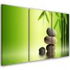 Three Piece Picture Canvas Print GREEN Stones Bamboo Zen