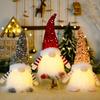 Light-Up Christmas Gnome Decoration Handmade Sequin Hat Faceless Dwarf Doll with Light Glowing Plush Elf Ornament Holiday Party Gift