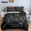 Cute Cartoon Bulldog Pattern Duvet Cover Set King Full Size Bedding Set Room Decor Soft Microfiber Quilt/Comforter Cover 2/3PCS