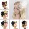 Women Beaded Flapper Hair Accessories Rhinestone Sequin Performance Headwear Elastic Indian Vintage Masquerade Feather Headband