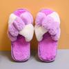 2024 Women Winter House Furry Slippers Fluffy Faux Fur Cross Design Home Slides Ladies Soft Warm Plush Slipper Female Flip Flops