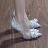 High Heels Women's 2025 Spring and Autumn New Rhinestone Bow Crystal Wedding Shoes Temperament Thin Heels Single Shoes Women