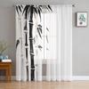 Ink Painting Bamboo Black And White Tulle Window Treatment Sheer Curtains for Living Room the Bedroom Curtains Decoration