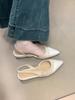 Early Spring New Apricot Versatile Pointed Single Shoes Rear Empty Temperament Spell French Bag Head Spring and Summer Sandals Women