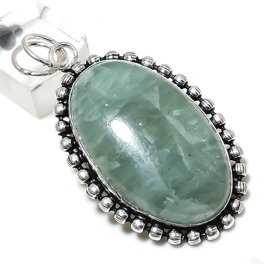 Natural Aquamarine Gemstone Handmade 925 Sterling Silver Pendant 2.44" g6S93