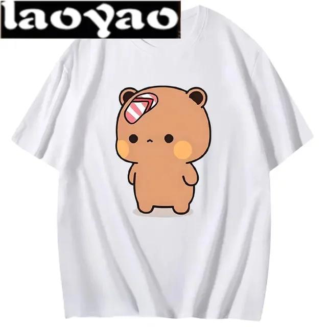 Cute Bear LOVE Unisex T Shirt Women Bubu Dudu Couple Tops Tee Summer Short Sleeve Tshirts Female Korean Casual Girl T-shirt Camisetas