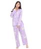 SAZAC Kuromi Shirt Pajamas, Powder Stretch, Women's, Long Sleeve and Pants Set, Loungewear (Purple/M/SAN1908)
