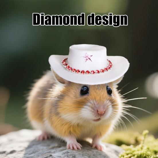 Small Animals Hats Hamster Mini Cowboy Hat Rhinestone Star Design Tiny Pet Hat Costume Accessories for Guinea Pig Rabbit