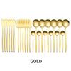 24pcs Gold Dinnerware Set Stainless Steel Cutlery Set Knife Fork Spoon Tableware Set Kitchen Flatware Set Dishwasher Safe