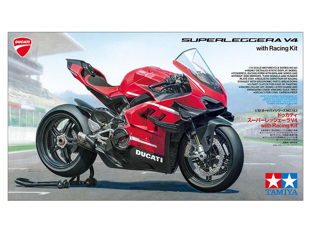 Tamiya Мотоцикл Серии 143 Ducati Superleggera V4 с Гоночным Комплектом Пластиковая Модель 14143 1/12 №. (Мотоцикл)