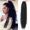 Synthetic Drawstring Ponytail Long Curly Ponytail Clip In Hair Extension Women Natural Black Hairpiece