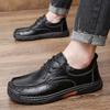 New Men's Genuine Leather Casual Shoes Handmade Soles Oxford Shoes Men's Outdoor Hiking Comfort Flat Platform Size 47