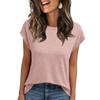 Women Work Casual Fashion Short-sleeved Round Neck Solid Color T-shirt Top