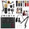 Microphone Kit Condenser Microphone Kit with V8 Plus Live Sound Card,Spectrum Button Light Wireless Bluetooth Voice Changer Device