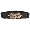 Gold Leaf Pair Buckle Elastic Belt Women'S Dress Decorative Fine Elastic Waist Seal Three Sizes
