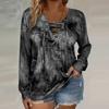 Women's Fashionable Loose-Fit Plus-Size Tie-Dye Printed Long-Sleeve T-Shirt