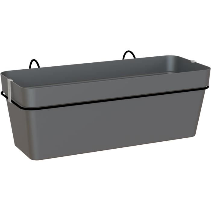 ARTEVASI Balcony Kit CAPRI RE Planter 50cm Anthracite - 50.2 X 28.5 X H20 Cm - 1.45L