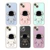 Astronaut Folding Stand Phone Case for Samsung Galaxy Xiaomi Redmi iPhone Huawei Honor OPPO Realme Plating Square Soft Cover