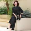 Mom's Summer Style: Xiangyunsha Silk-Look Fashion Set - Wide-Leg Pants Two-Piece for Middle-Aged & Elderly Women