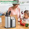 2 In 1 Utensil Knife Holder Chopstick Spoon Storage Box Stainless Steel Bottom Drain Kitchen Countertop Tableware Organizer Rack