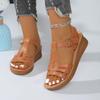 Мода 2025 Горячая Распродажа Женская Обувь Открытый Носок Женские Сандалии Летние Римские Полые Однотонные Уличные Повседневные Удобные Пляжные Сандалии на Танкетке