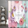 Happy Mother's Day Floral Heart Shower Curtain, Bathroom Decorative Shower Curtain, Waterproof Shower Curtain with Hooks